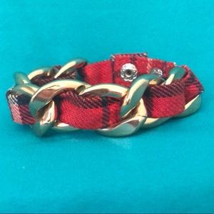 Plaid and Gold Bracelet